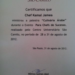 Aula São Camilo - Chef Kamal Culinária Árabe